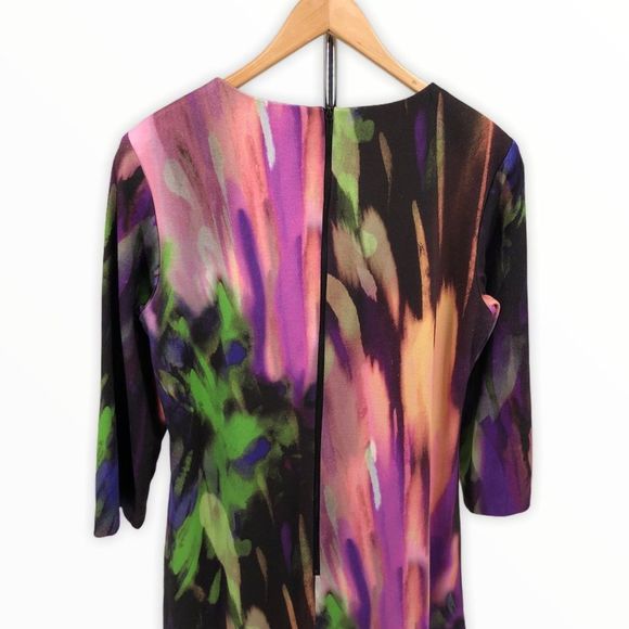 Trina Turk Watercolor Elbow Sleeve Sheath Dress - Picture 4 of 11
